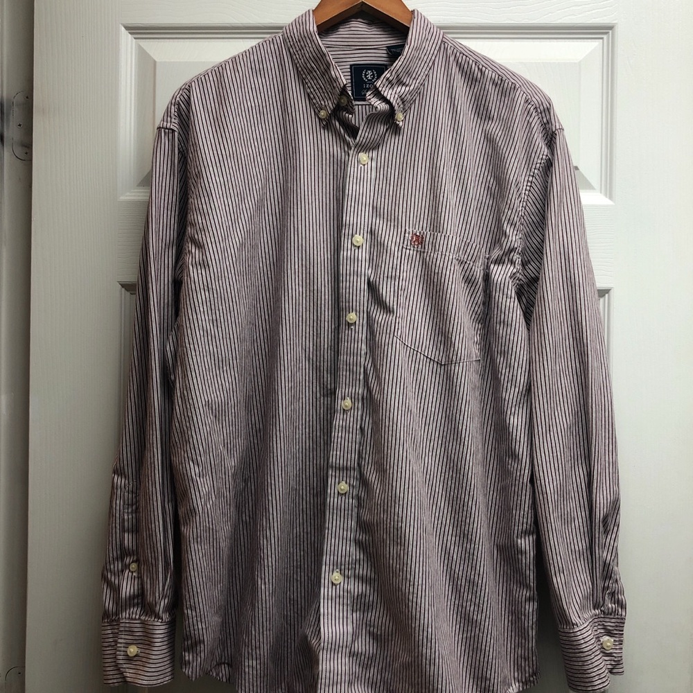 Men's Izod Striped Button-Down Shirt Large